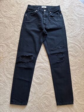 Agolde Black Distressed Women's Jeans | Size 24 Button Fly